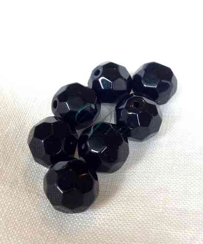 50 Bolas facetadas de cristal negro 8mm
