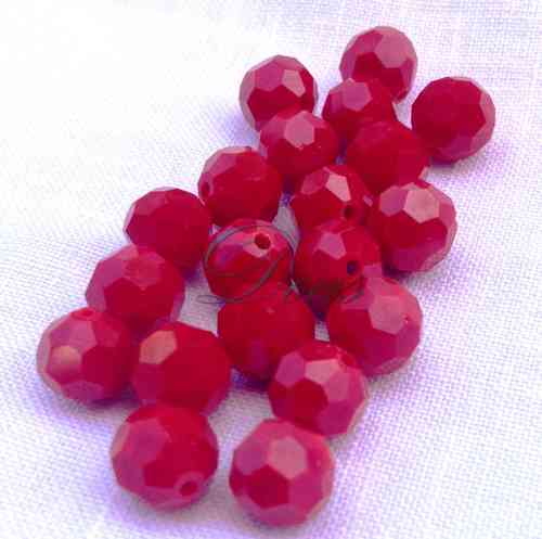 100 Bolas facetadas de cristal rojo  4 mm