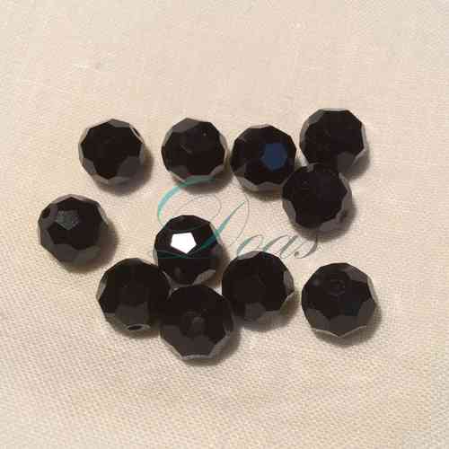 25 Bolas facetadas de cristal negro con faceta asturiana de 8mm